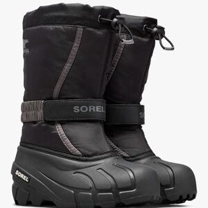 Youth Flurry winter Sorel Black and Gray Insulated Boots size 8/ toddler EUC